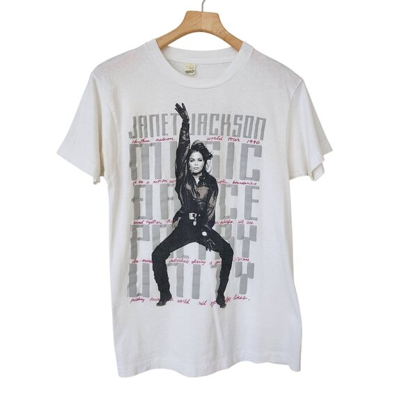 RARE Janet Jackson Rhythm Nation 1990 World Tour Vintage Tee Screen Stars Band - Picture 2 of 13